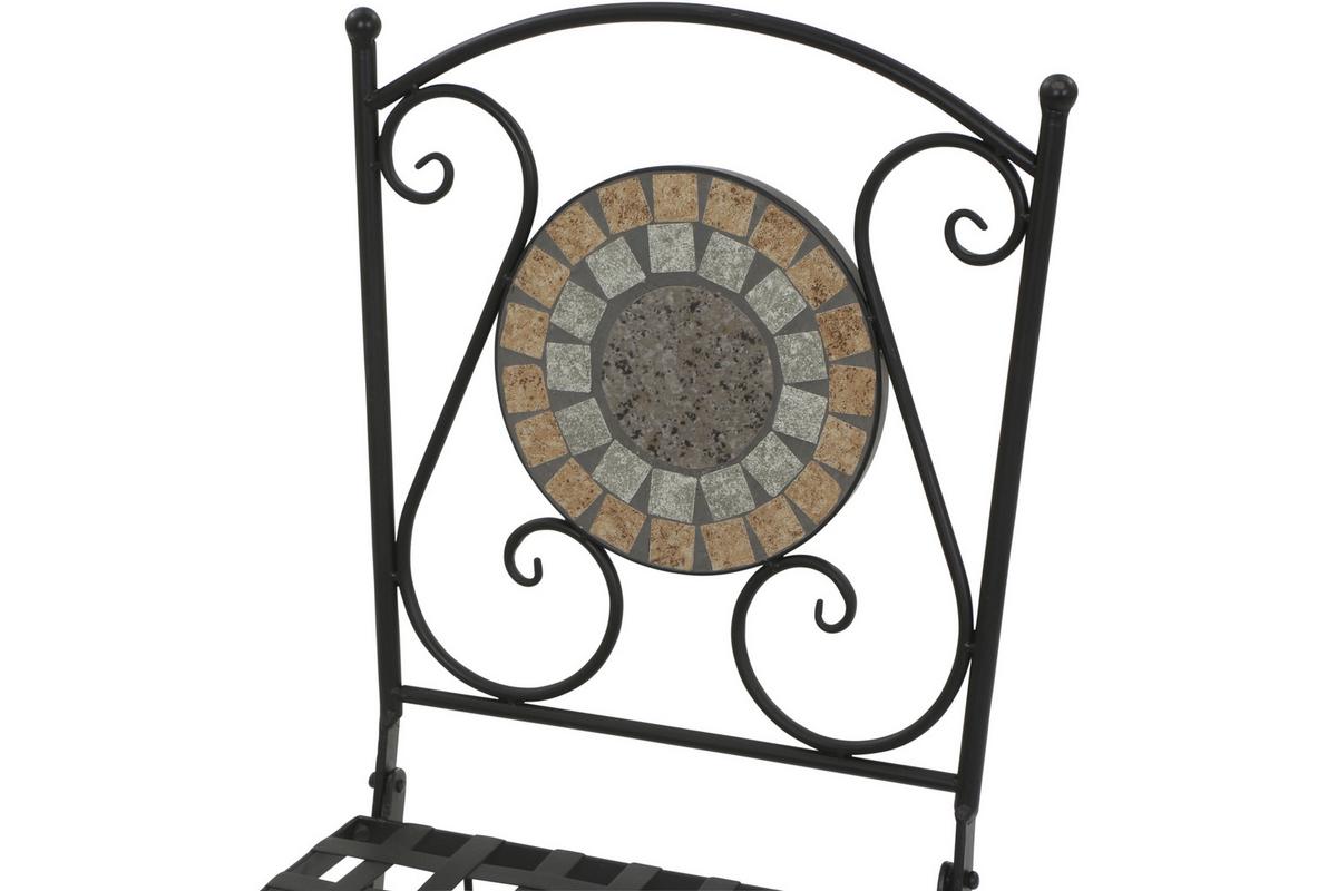 Gartenstuhl Schwarz Mosaik klappbar - Multicolor/Schwarz, MODERN, Keramik/Metall (39/88,5/49,5cm) - Siena Garden