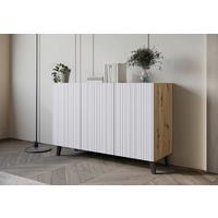 Komoda Phuket 120, Bela, Barva Hrasta - črna/bela, Trend, leseni material (120/76/39cm) - Livetastic
