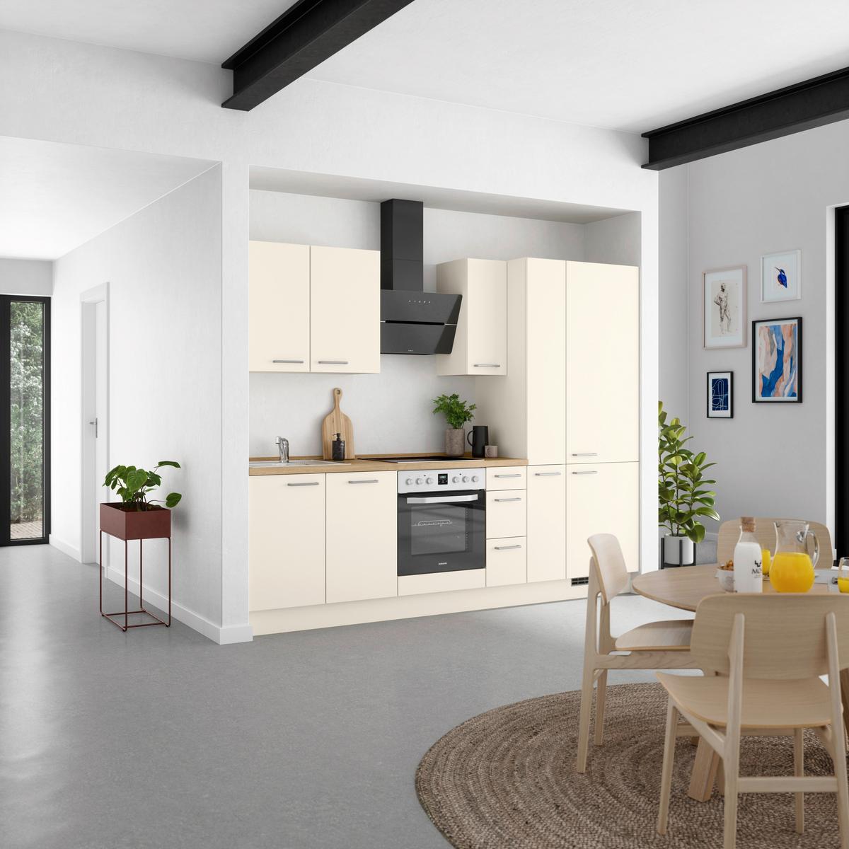 Küchenblock Touch High m. Geräten Magnolie - Edelstahlfarben/Eichefarben, MODERN, Holzwerkstoff/Metall (270cm) - Nobilia