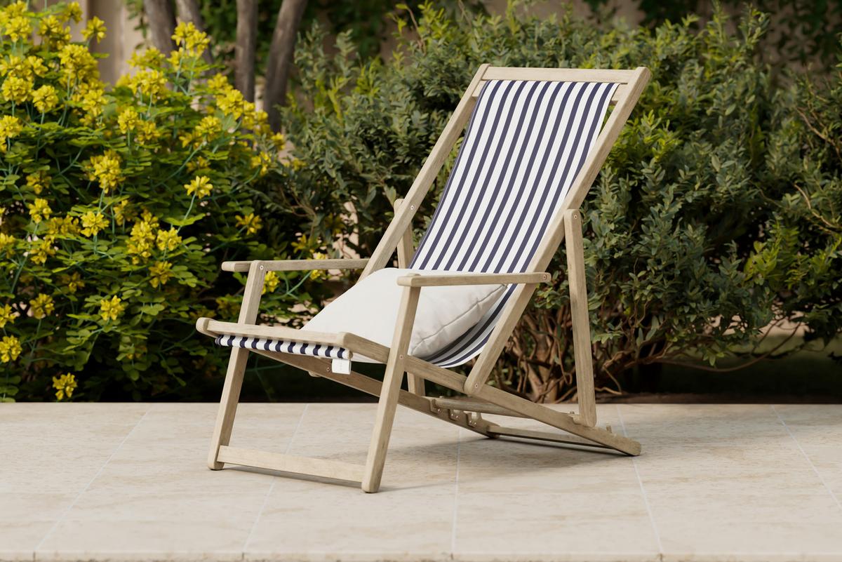 Gartenstuhl Lignano Akaziefarben ca. 102x88x63cm - Dunkelblau/Akaziefarben, Natur, Holz/Textil (102/88/63cm) - Mömax