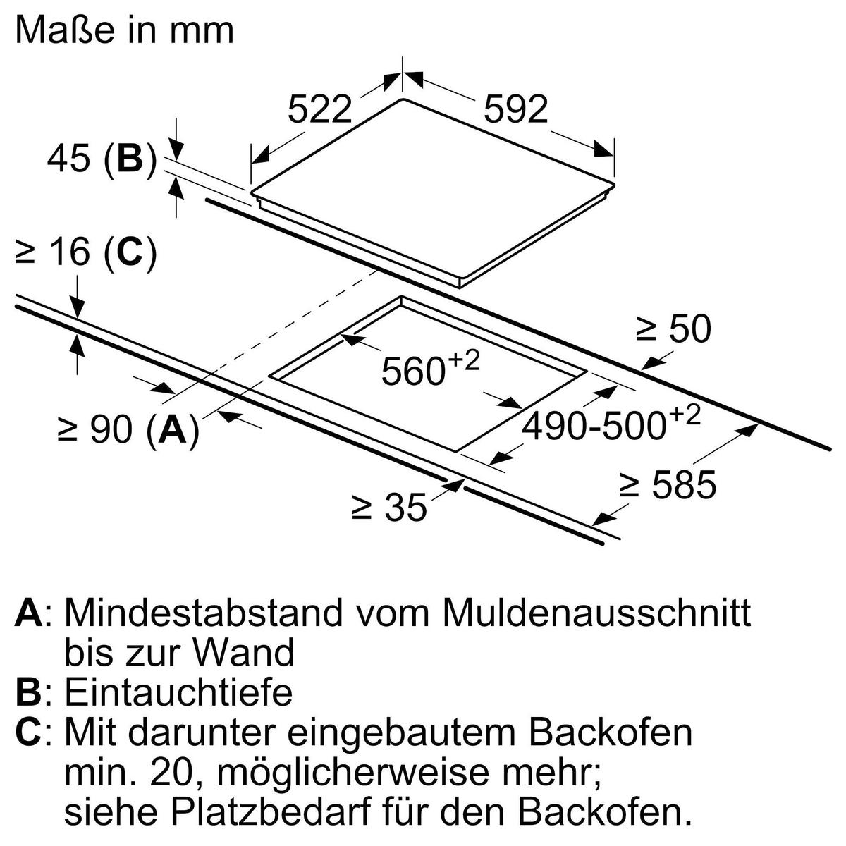 Glaskeramikkochfeld PKE61RAA2E in Schwarz - Schwarz, Basics (59,2/4,5/52,2cm) - Bosch