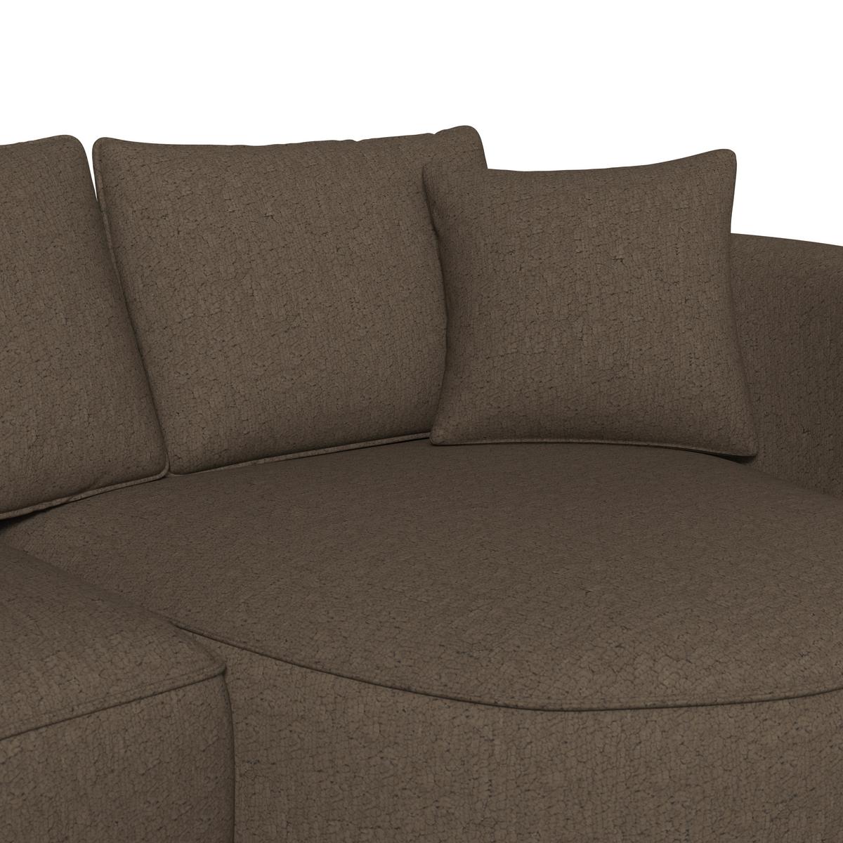 Wohnlandschaft Nilas Braun Chenille mit Hocker - Schwarz/Braun, MODERN, Holz/Textil (322/80/154cm) - Bessagi Home