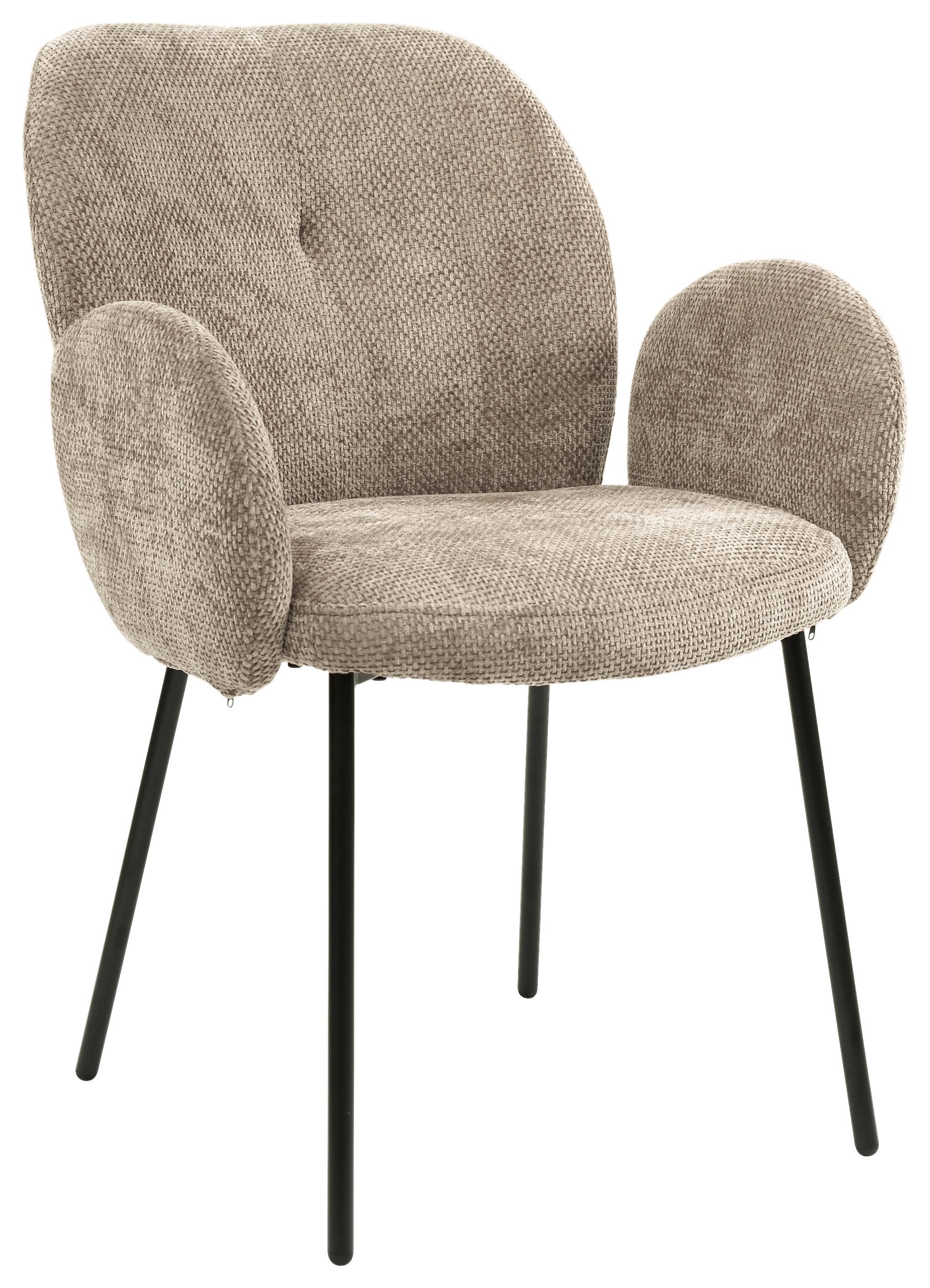 Armlehnstuhl Mara Cappuccino/Schwarz - Schlammfarben/Schwarz, LIFESTYLE, Holz/Textil (60/87/64cm) - Mömax