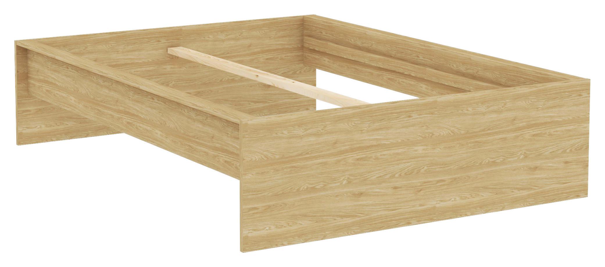 Cadru pat UNIT 140 - culoare lemn stejar, Konventionell, material pe bază de lemn (140/200cm) - Ondega