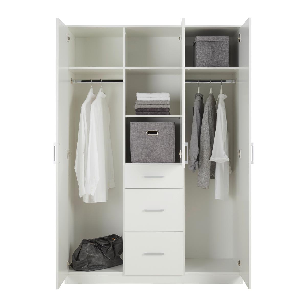 Dulap cu uși rotative Lasse 3T pe ALB cca 135x197x55cm - alb, Konventionell, lemn (135/197/55cm) - Mömax