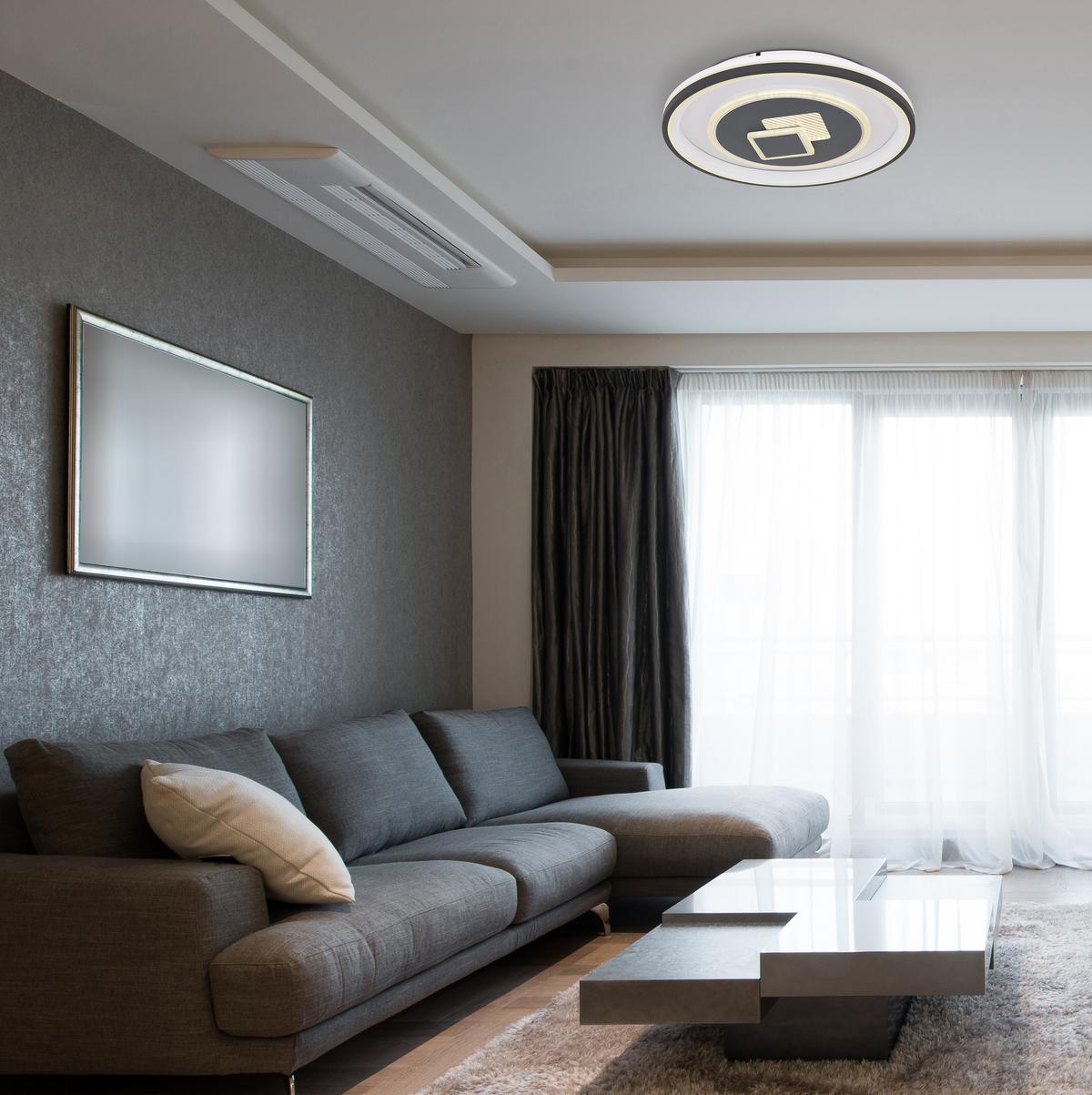 LED-Deckenleuchte Sundi max. 46 Watt - Opal/Graphitfarben, Design, Kunststoff/Metall (50/7cm) - Globo