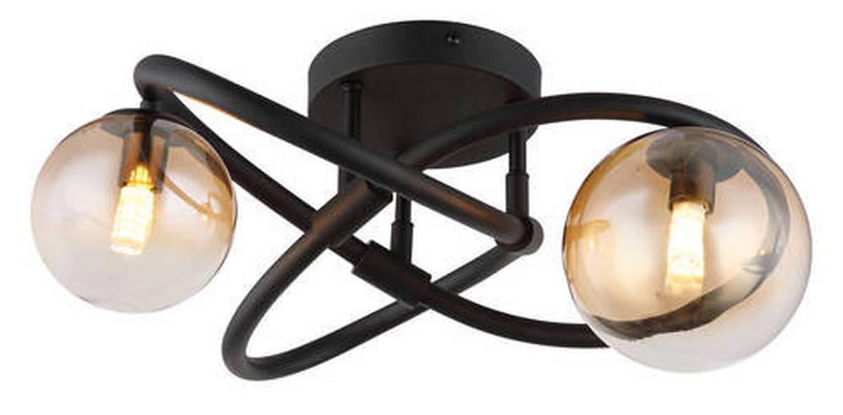 LED-Deckenleuchte Tuberius Klar/Schwarz max. 3,5 Watt - Klar/Schwarz, Design, Glas/Metall (41/20cm) - Globo