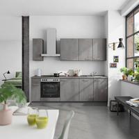 Küchenblock Riva Low m. Geräten Schieferfarben - Schieferfarben/Edelstahlfarben, MODERN, Holzwerkstoff/Metall (240cm) - Nobilia