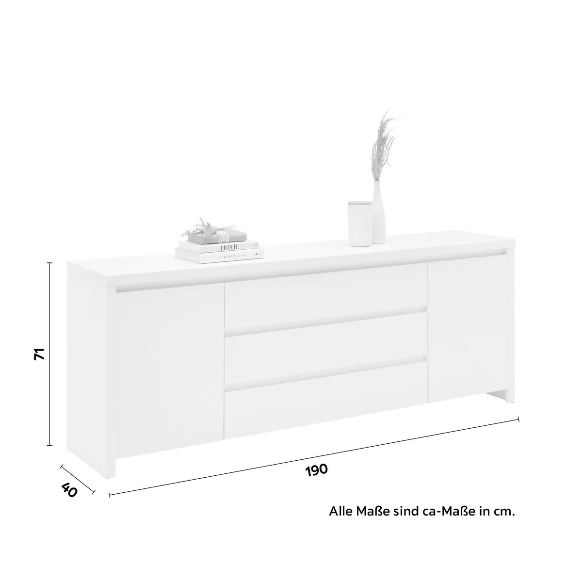 KOMODA SZEROKA LARIOS B - biały, Modern, materiał drewnopochodny (190/71/40cm) - Mömax