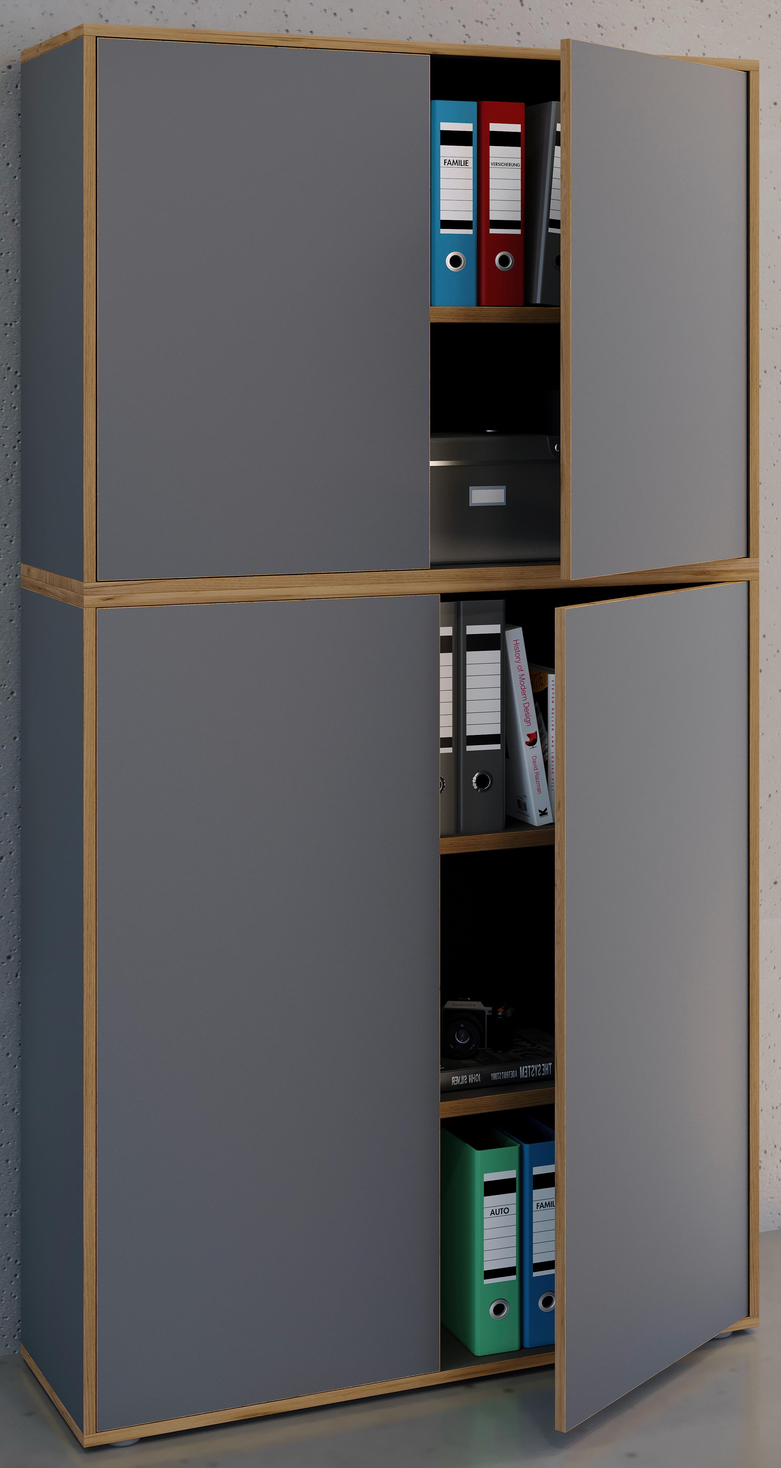 ARMOIRE À DOSSIERS SALIA B100 - chêne miel/anthracite, Design, matériau de bois (100/183/33cm) - MID.YOU