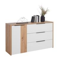 Komoda Cismon, Bela, Barva Hrasta - črna/bela, Konvencionalno, kovina/umetna masa (139,5/82,4/41,5cm) - Mömax