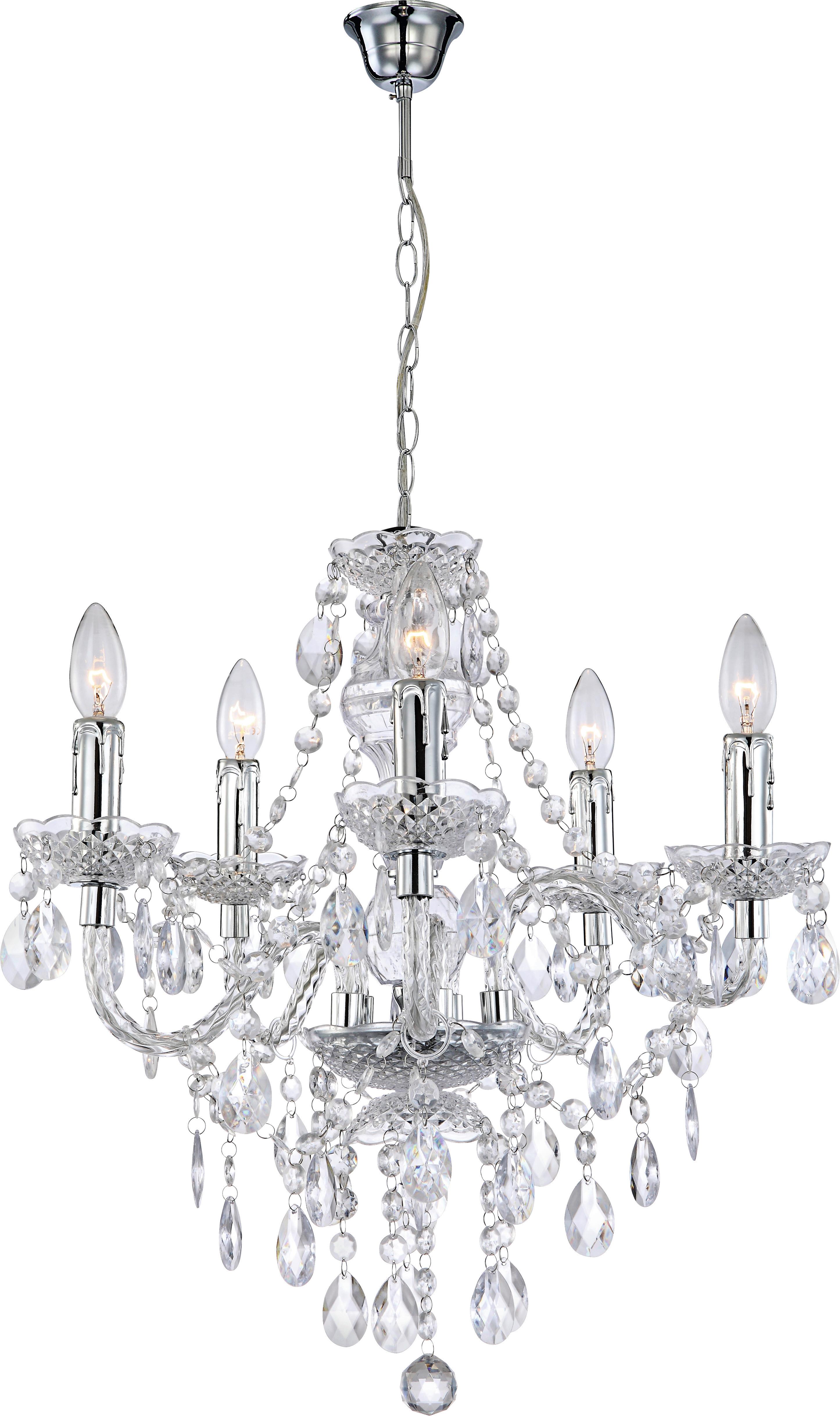 Viseča Svetilka Isabella - krom/prozorna, Romantika, kovina/umetna masa (149cm) - Modern Living