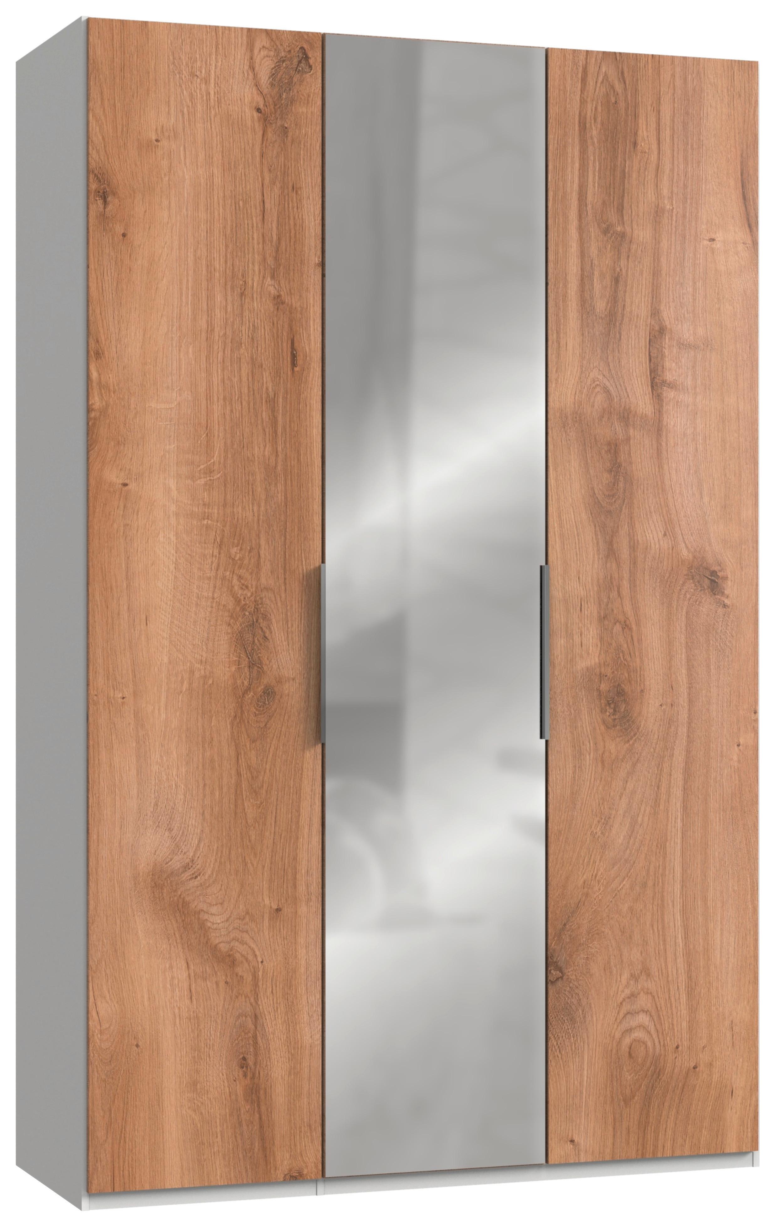 Drehtürenschrank Level 36A mit Spiegel ca. 150 cm Eiche/Weiß - Chromfarben/Eichefarben, MODERN, Holzwerkstoff (150/236/58cm) - MID.YOU