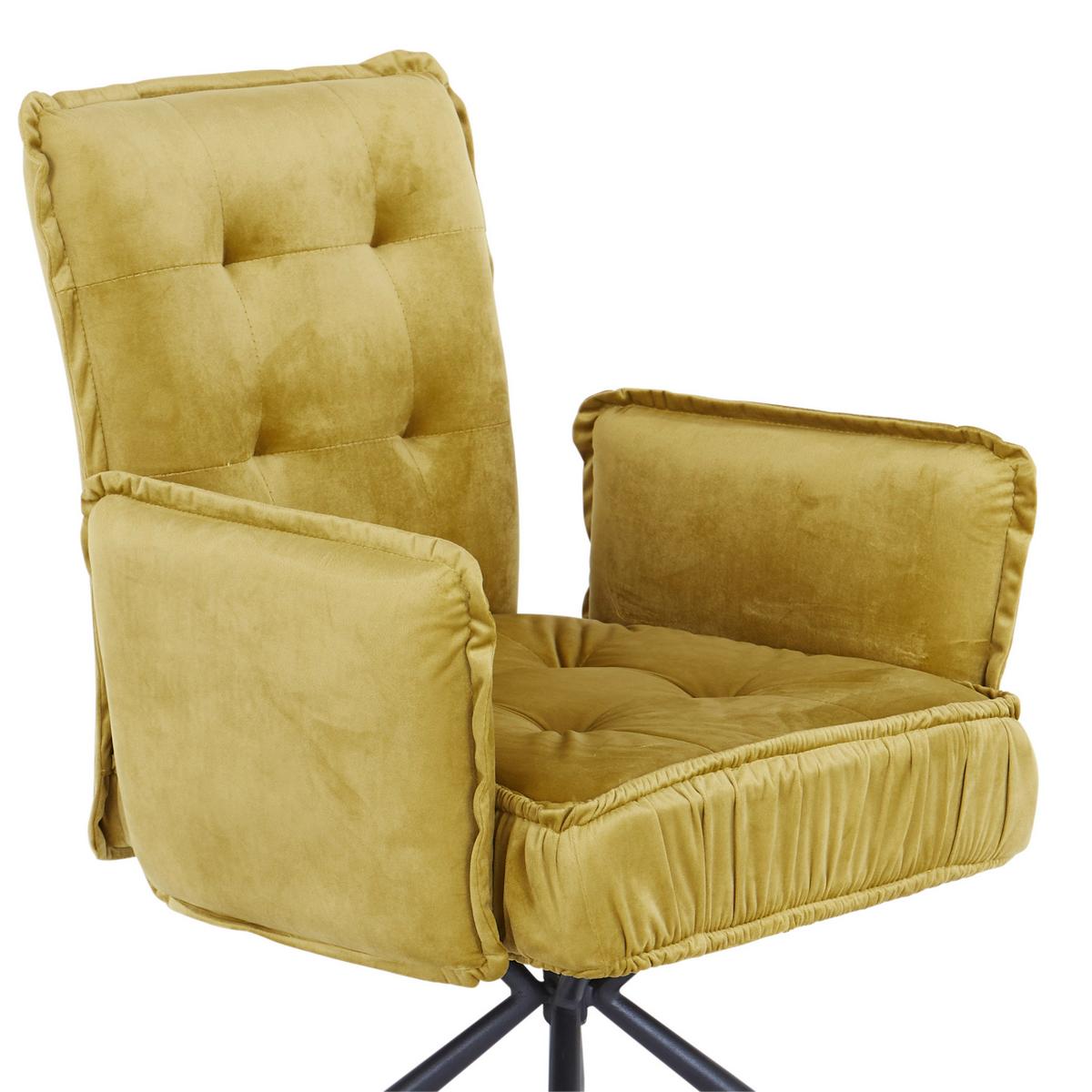 KRZESŁO Z PODŁOKIETNIKAMI MARYLA - czarny/żółty, Modern, metal/tkanina (63,5/88/66cm) - MID.YOU