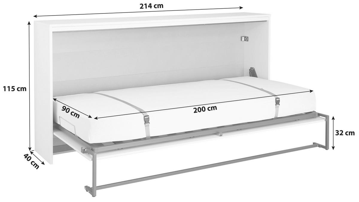 Klappbett "Albero" , weiß,grau - Weiß/Grau, Design, Holzwerkstoff (90/200cm) - Rauch Möbel