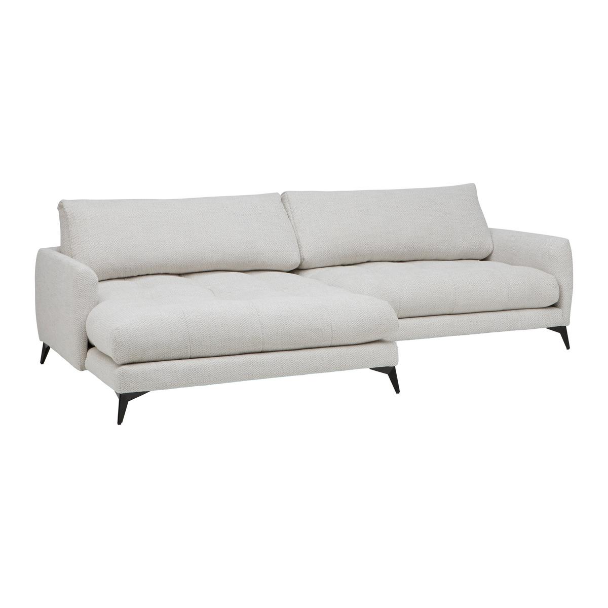 Ecksofa Bruce Grauweiß - Grauweiß/Schwarz, Textil/Metall (161/61-85/273cm) - Mömax