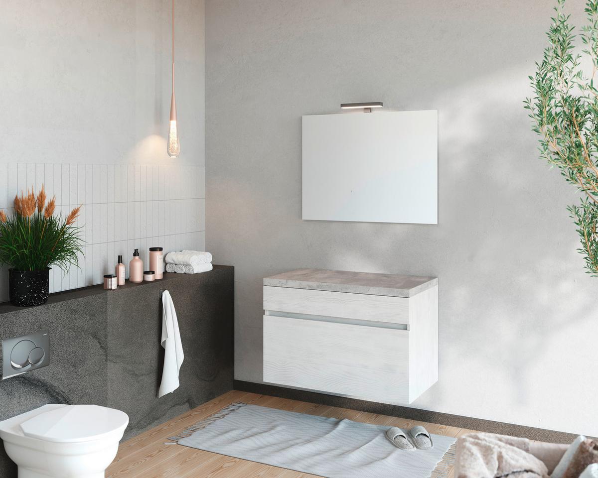 Mobilier de baie Bogota - alb/stejar Bianco, Basics, material pe bază de lemn (81/135/46cm)