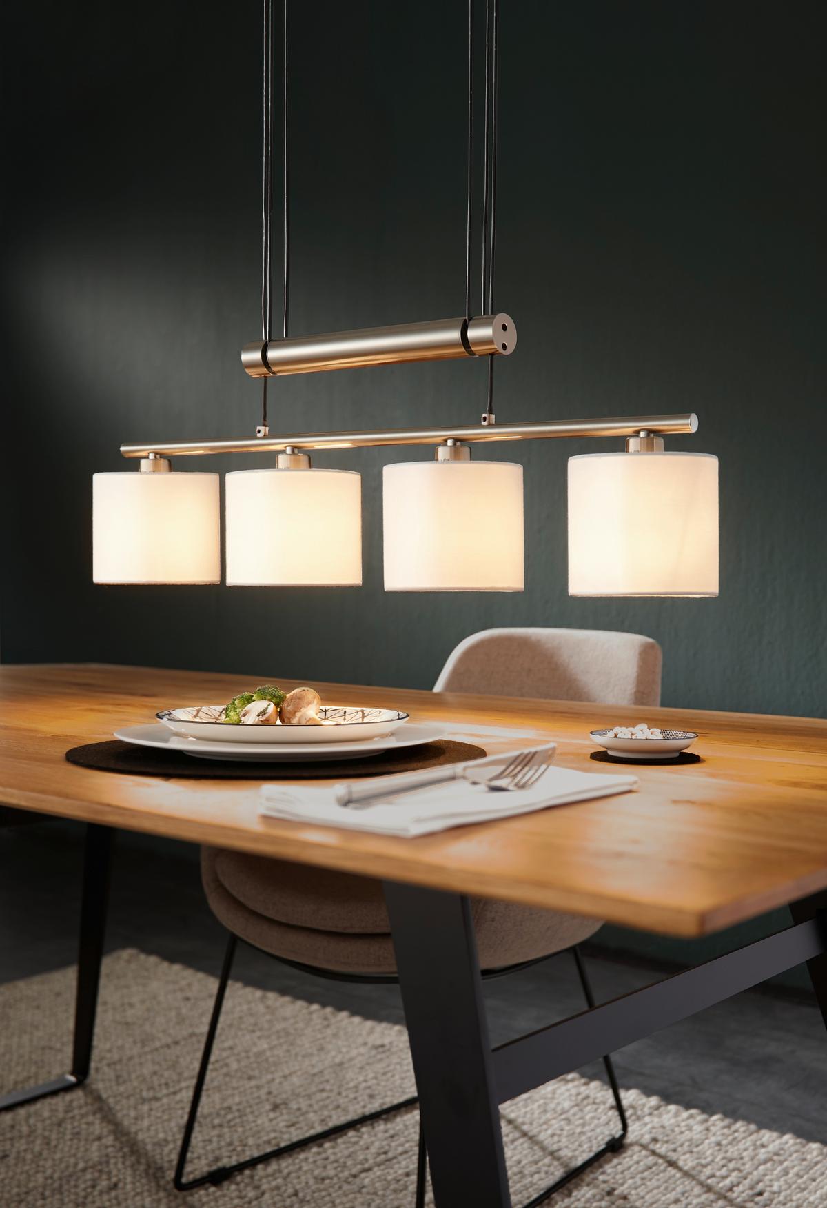 LAMPA WISZĄCA X30054001 GARDA *SBN* - biały/kolor niklowy, Design, metal/tkanina (77/95-150cm) - Novel