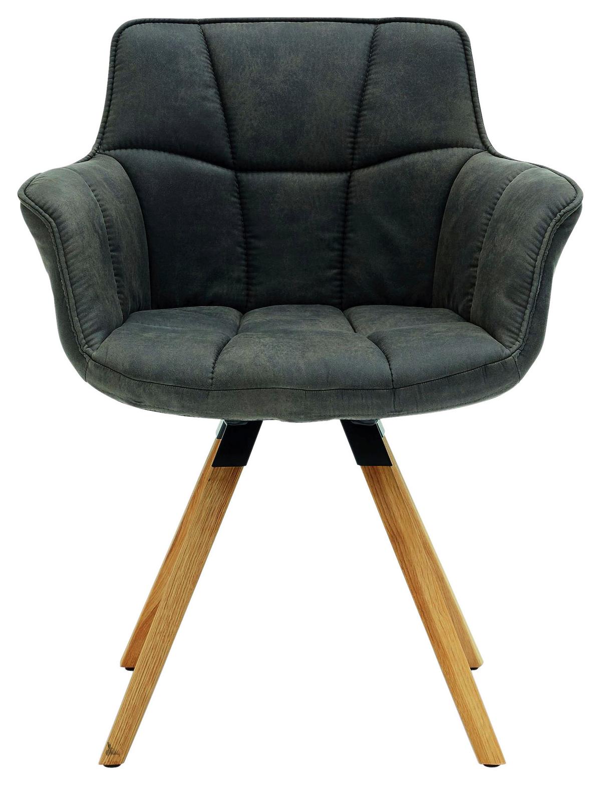 KRZESŁO Z PODŁOKIETNIKAMI TAMINA -MR- - kolor dębowy/antracytowy, Konventionell, tkanina/drewno (67/85/60cm) - Musterring