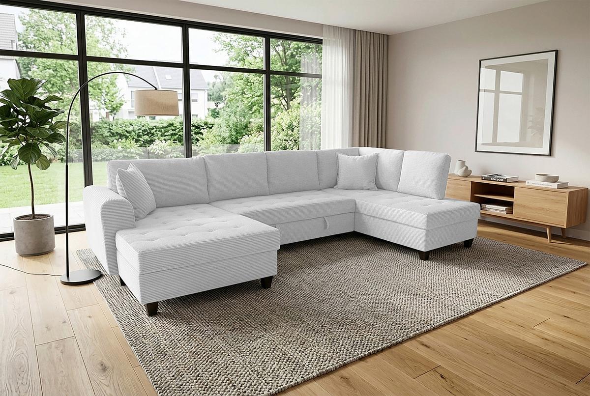 Kutna Garnitura Moritz - srebrne boje, Trend, tekstil (155/324/178cm) - Modern Living