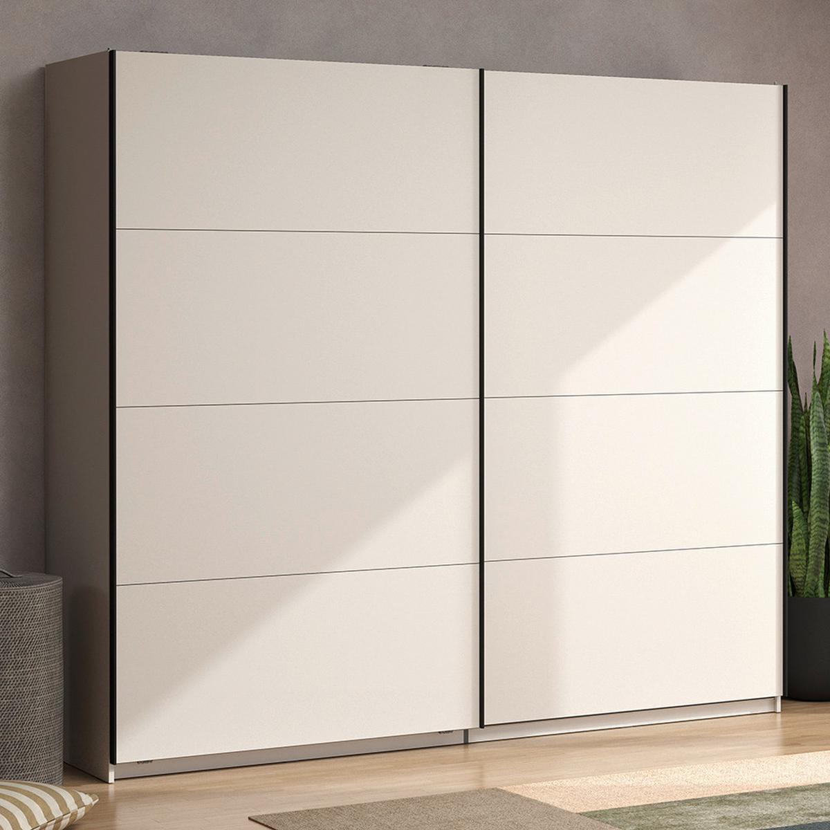 Schwebetürenschrank Gard Kaschmirfarben - Kaschmir/Schwarz, KONVENTIONELL, Holzwerkstoff/Metall (245/217/61cm) - Based