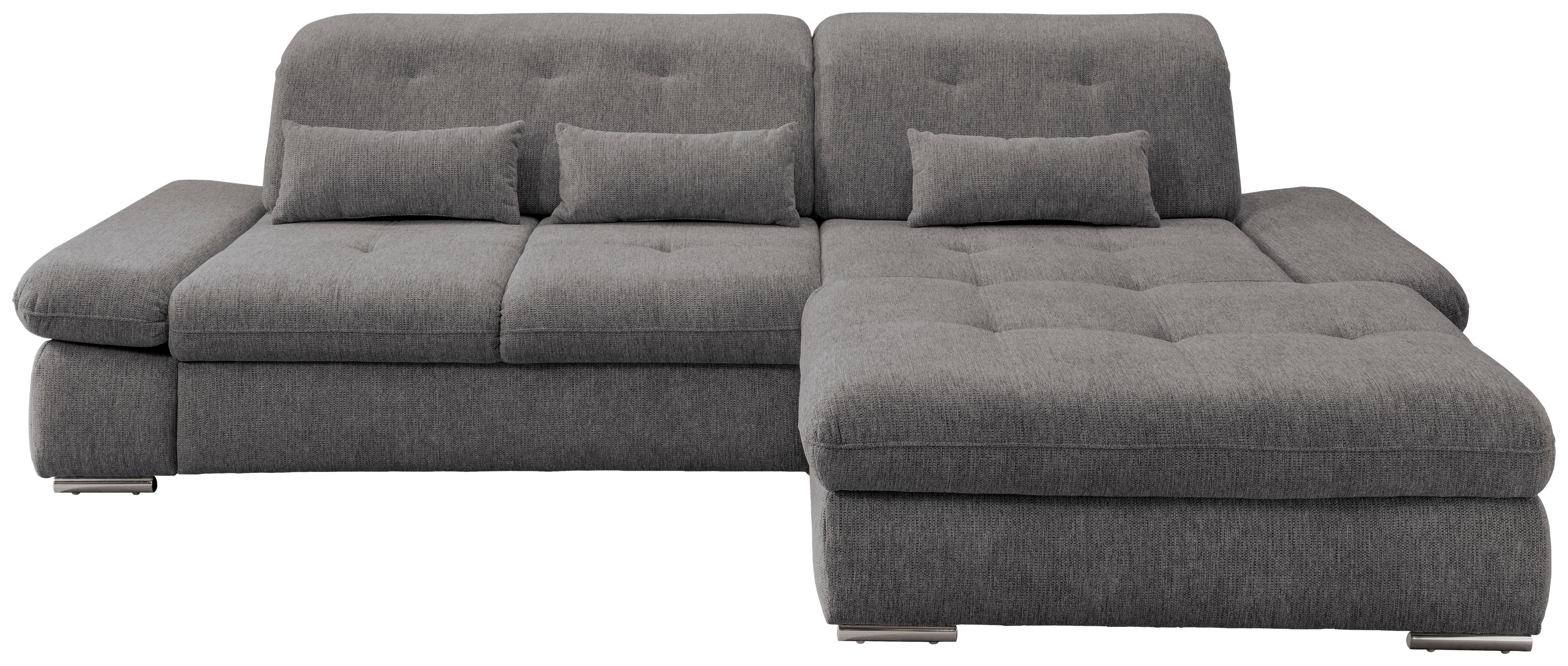 Wohnlandschaft Dalida Graubraun Chenille - Chromfarben/Graubraun, Design, Textil/Metall (300/196cm) - Livetastic