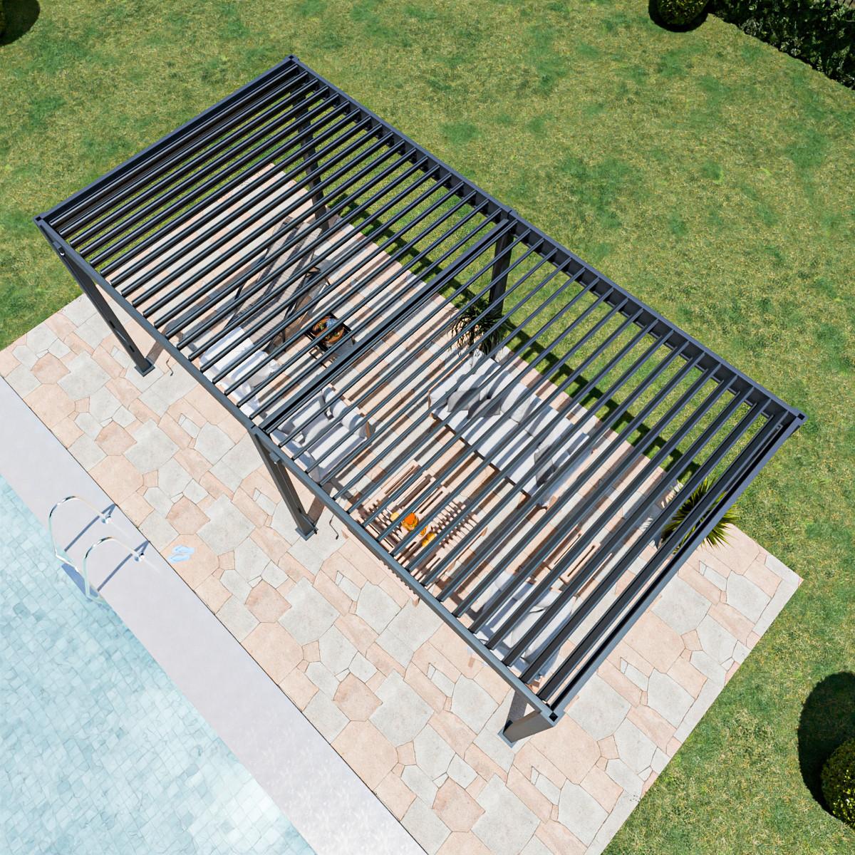 Pergola Superior, Antracit, 3x6m - barve grafita, Basics, kovina (300/255/600cm) - Gardenson
