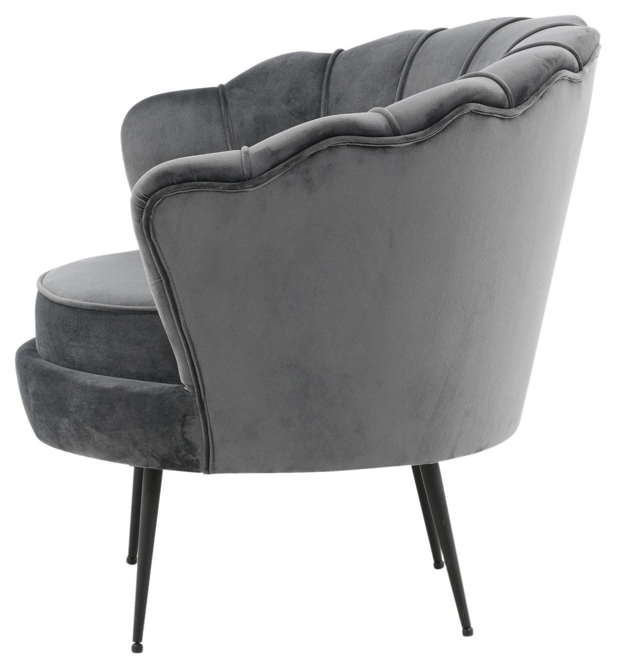 Sessel Calais ca. 83x76 cm Dunkelgrau Samt - Dunkelgrau/Schwarz, Design, Textil/Metall (83/76/77cm) - Livetastic