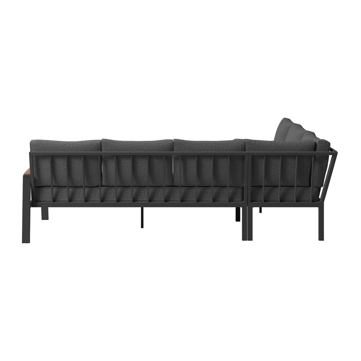 Lounge Garnitura Lecce, Rjava, Antracit, 4-Delno - črna/antracit, Moderno, kovina/steklo (194/255cm) - Beldano