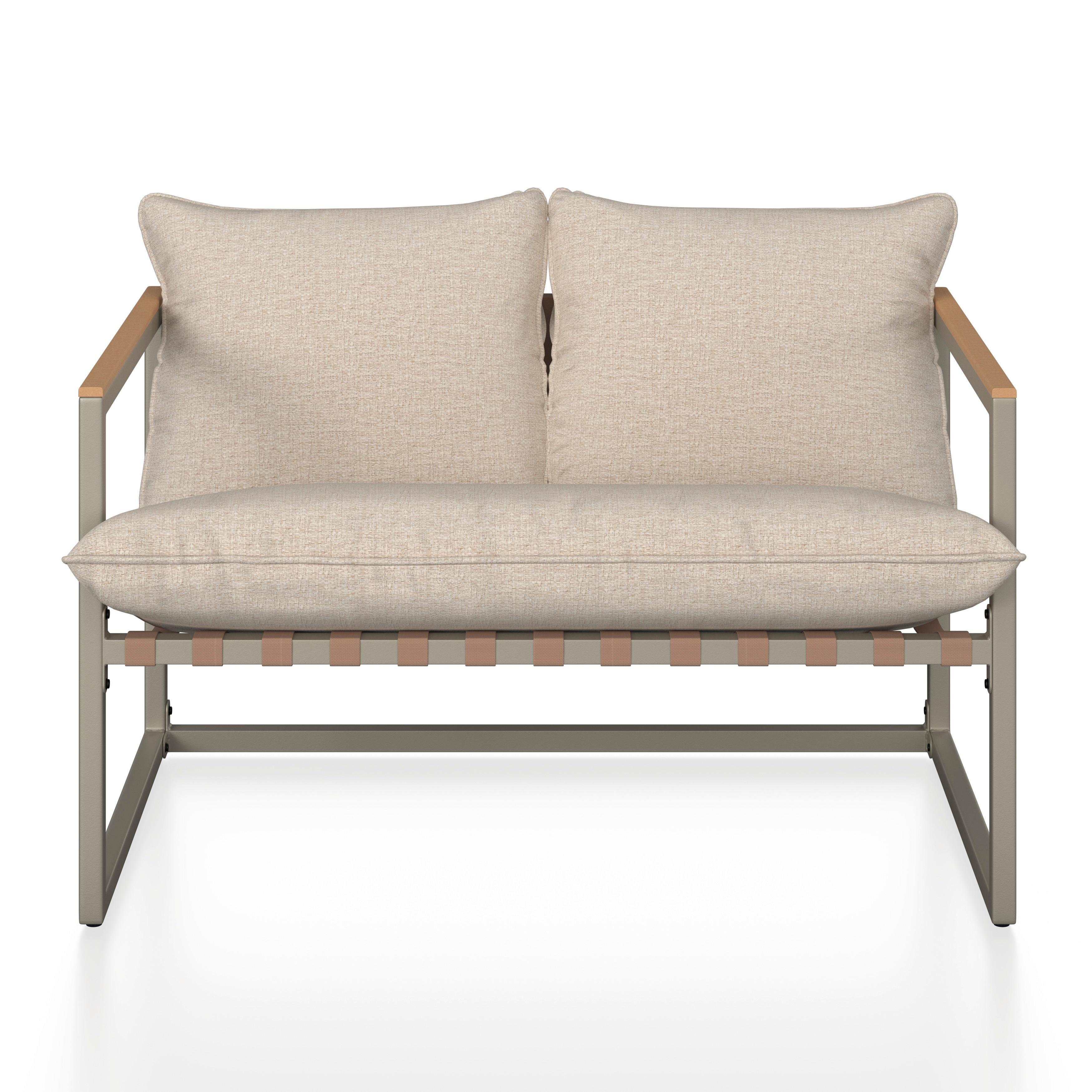 LOUNGEGRUPP LARA - grå/cremefärgad, Modern, metall/glas (114cm) - Bessagi Garden