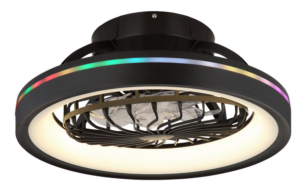 DECKENVENTILATOR 03665 DEANNE - Klar/Schwarz, Konventionell, Kunststoff (48/20cm) - Globo