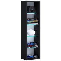 Regal Rasato L, Črna - črna, Basics, steklo/leseni material (21/77/14cm) - MID.YOU