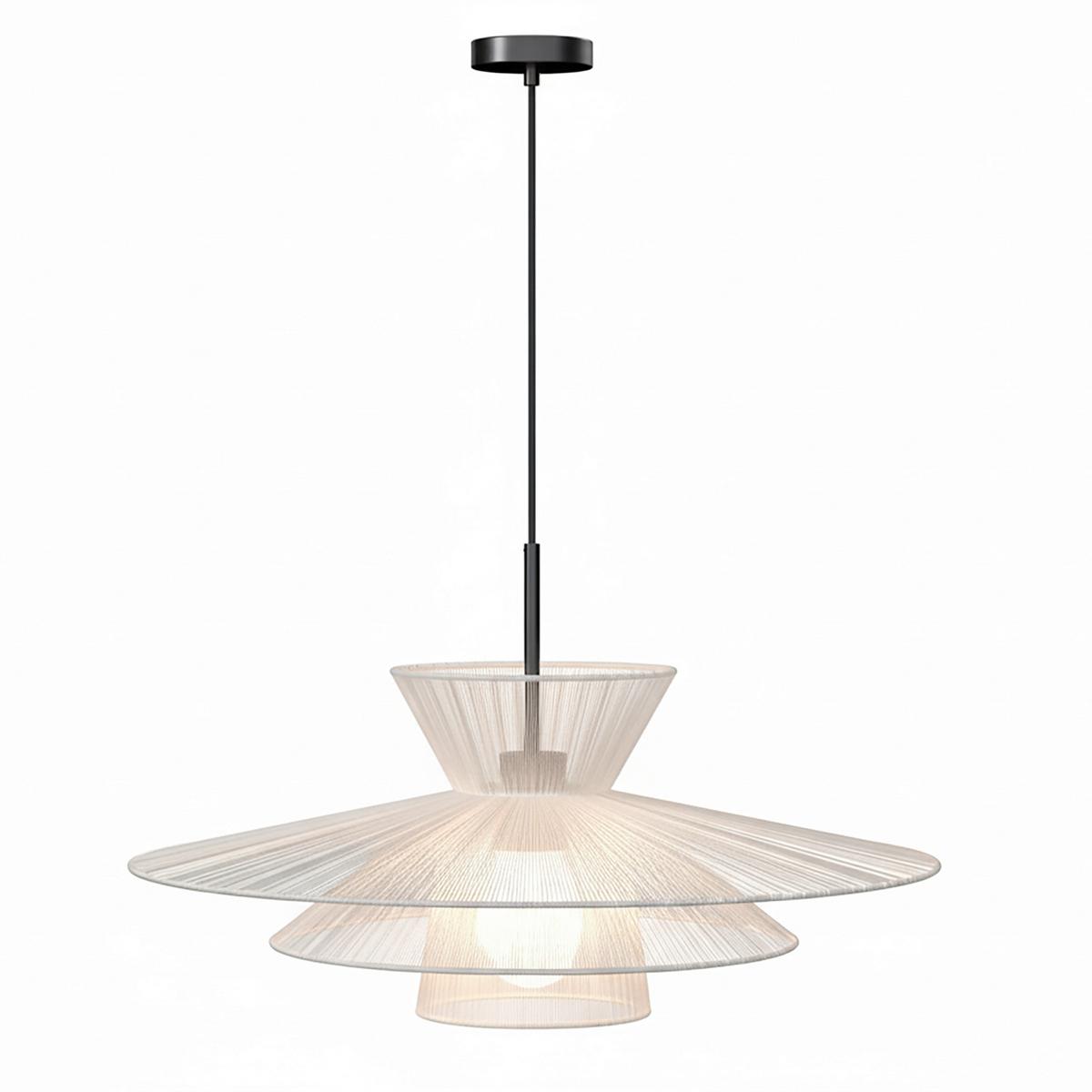 Hängeleuchte Luca Weiß Baumwolle max. 40 Watt - Weiß, MODERN, Textil/Metall (80/166/80cm) - Bessagi Garden