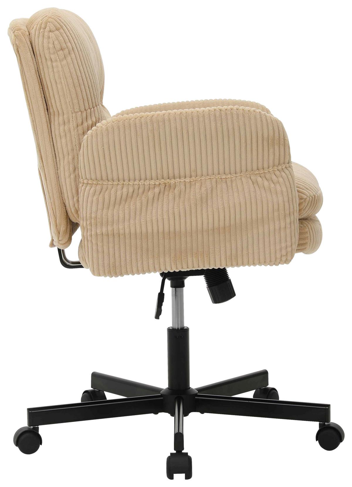 Drehstuhl Leni Beige/Schwarz Cord - Beige/Schwarz, Design, Holz/Kunststoff (72/89/99/67cm) - Mömax