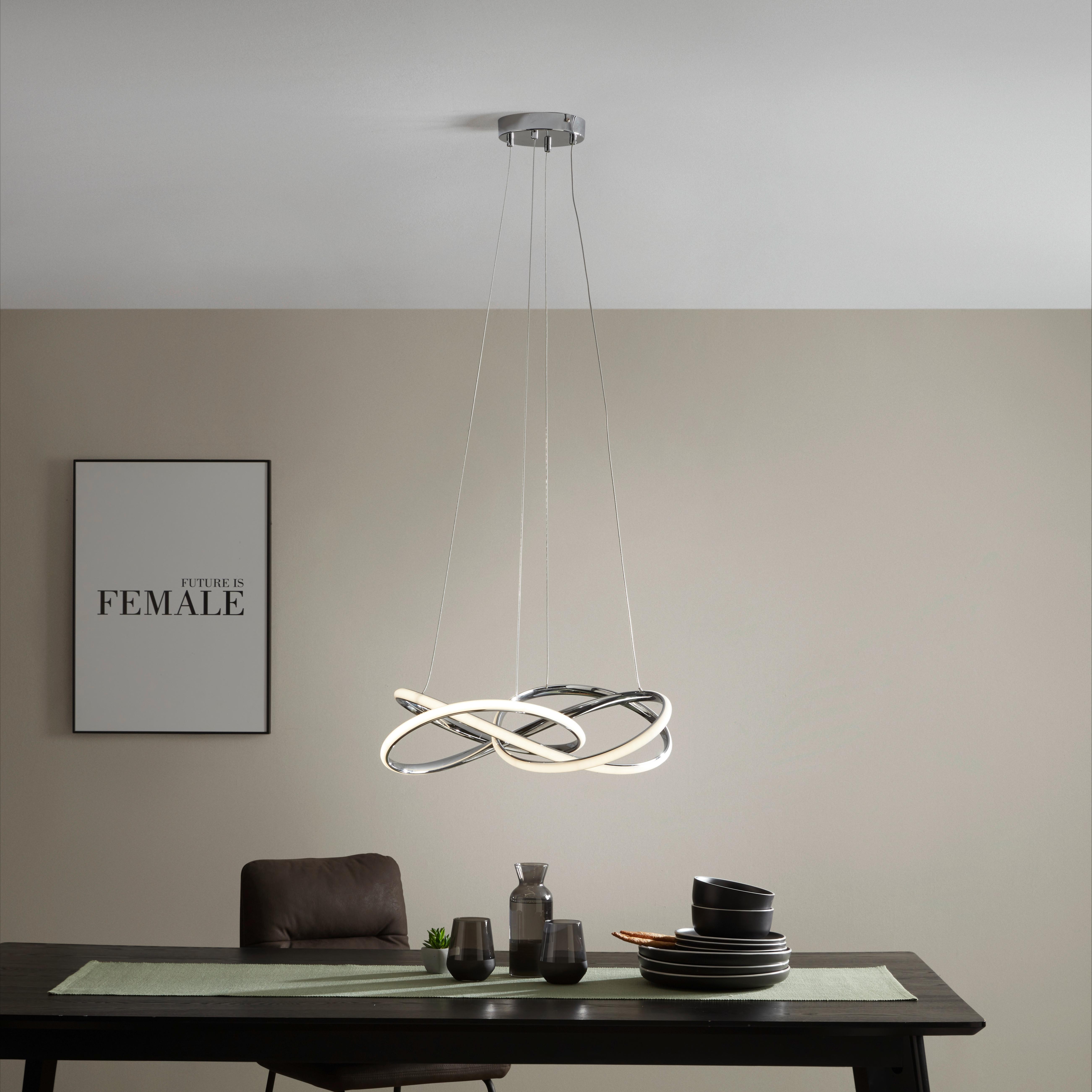 LED-Hängeleuchte Lenore max. 36 Watt - Chromfarben, MODERN, Kunststoff/Metall (60/120cm) - Premium Living