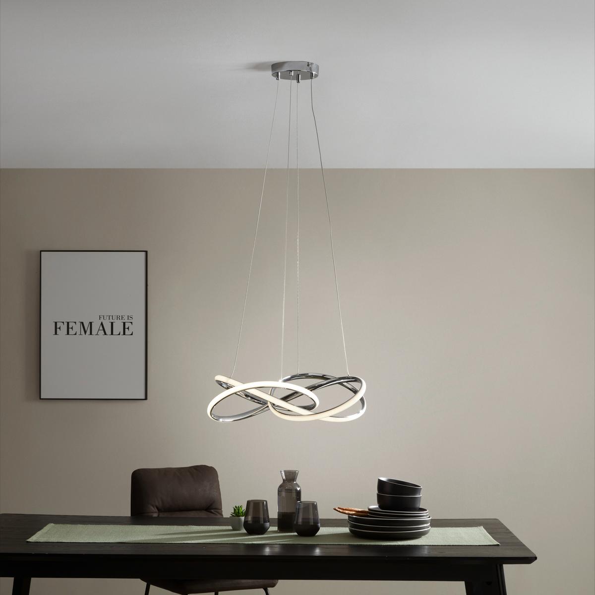 LED-Hängeleuchte Lenore max. 36 Watt - Chromfarben, MODERN, Kunststoff/Metall (60/120cm) - Premium Living