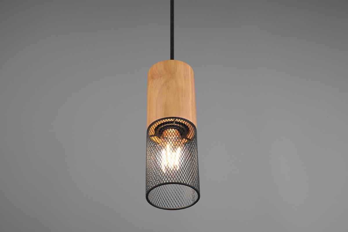 Schienensystem-Hängeleuchte Duoline-Tosh max. 25 Watt - Schwarz, Natur, Holz/Metall (8,0/180cm) - Trio Leuchten