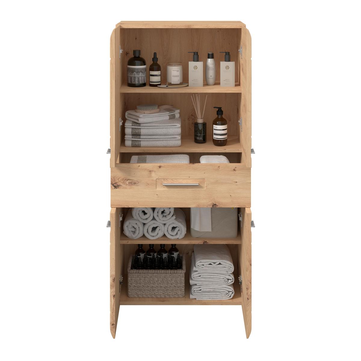 Dulap mediu Avensis - culoare lemn stejar, Modern, material pe bază de lemn (60/128,5/33cm) - Luca Bessoni