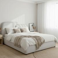 Oblazinjena Postelja Embrace, Svetlo Siva, 160x200 - črna/barve hrasta, Moderno, kovina/umetna masa (160/200cm) - Bessagi Home