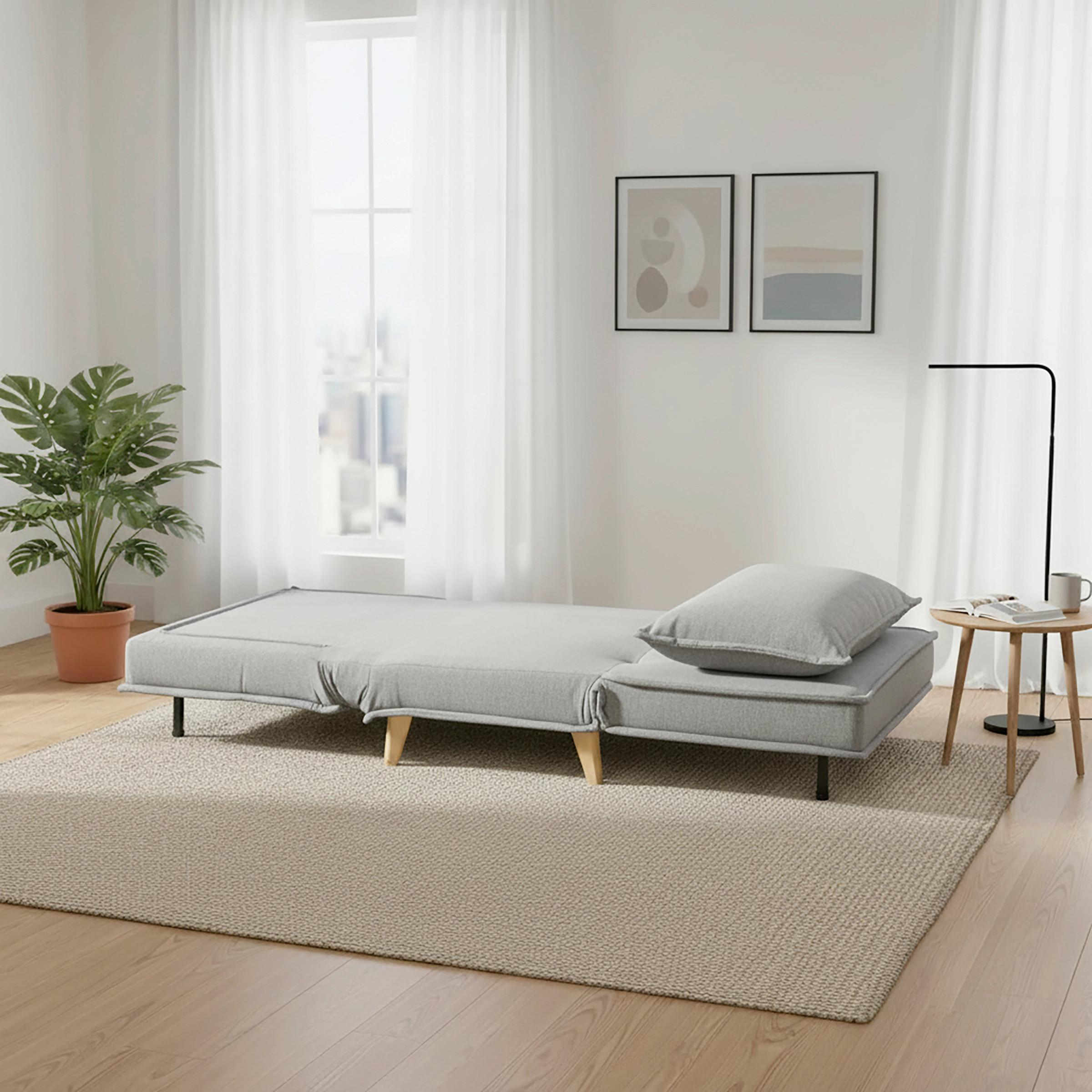 BÄDDFÅTÖLJ LAYLA - ljusgrå/naturfärgad, Modern, trä/textil (104/92/84cm) - Bessagi Home