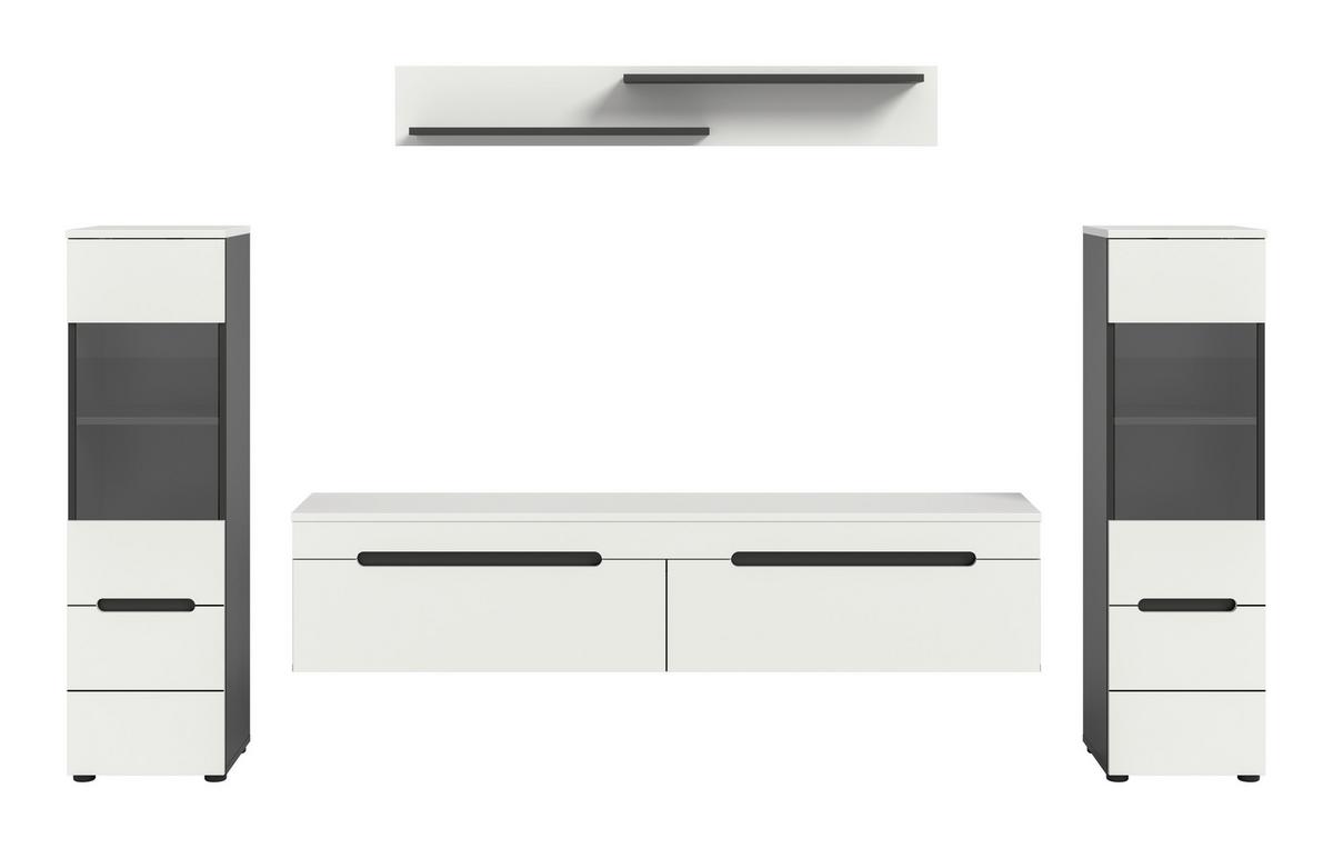 Dnevni Regal Canu, Bela, Siva, 4-Delni - črna/bela, Design, umetna masa/leseni material (272/141/33cm) - Livetastic