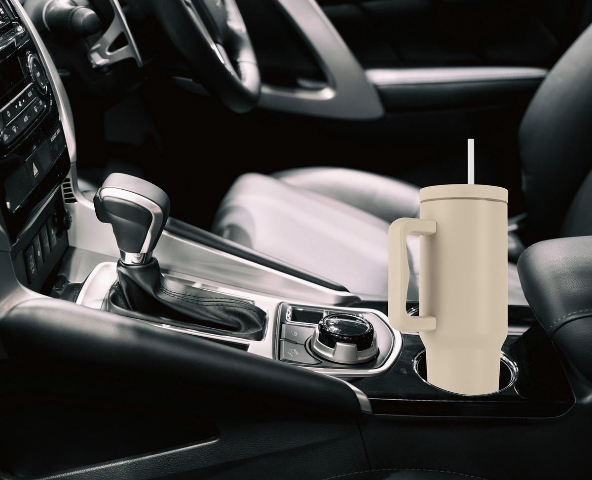 TERMOKUBEK 15043 - beżowy, Basics, tworzywo sztuczne/metal (1,2l)