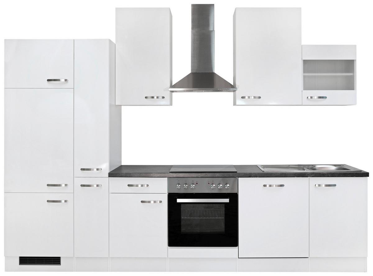 Kuhinjski Blok Z Aparati Alba, Bela - barve nerjavečega jekla/bela, Moderno, kovina/leseni material (310cm) - FlexWell