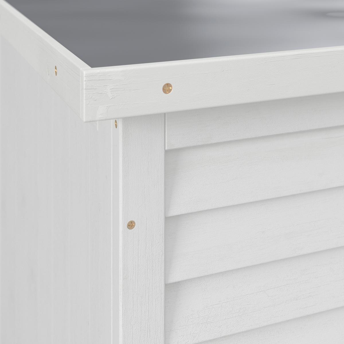 Kissenbox Biona Weiß aus Echtholz - Weiß, MODERN, Holz/Metall (132/60/66cm) - Bessagi Garden