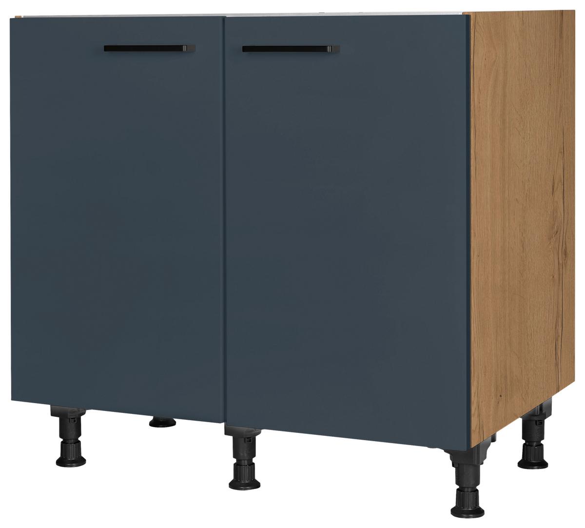 Spülenunterschrank Easytouch Blau - Blau/Eichefarben, MODERN, Holzwerkstoff/Metall (90/87/56cm) - Nobilia