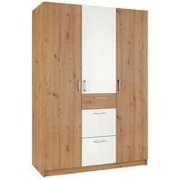 armoire à portes battantes in Weiss/Eichefarben - couleur de chêne/blanc, Konventionell, matière synthétique/matériau de bois (134,4/196,6/53,2cm) - Mömax