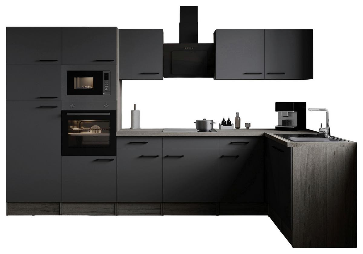 Kotna Kuhinja Z Aparati Oliver, 340x172cm - črna/siva, Design, kovina/leseni material (340/172cm) - Respekta