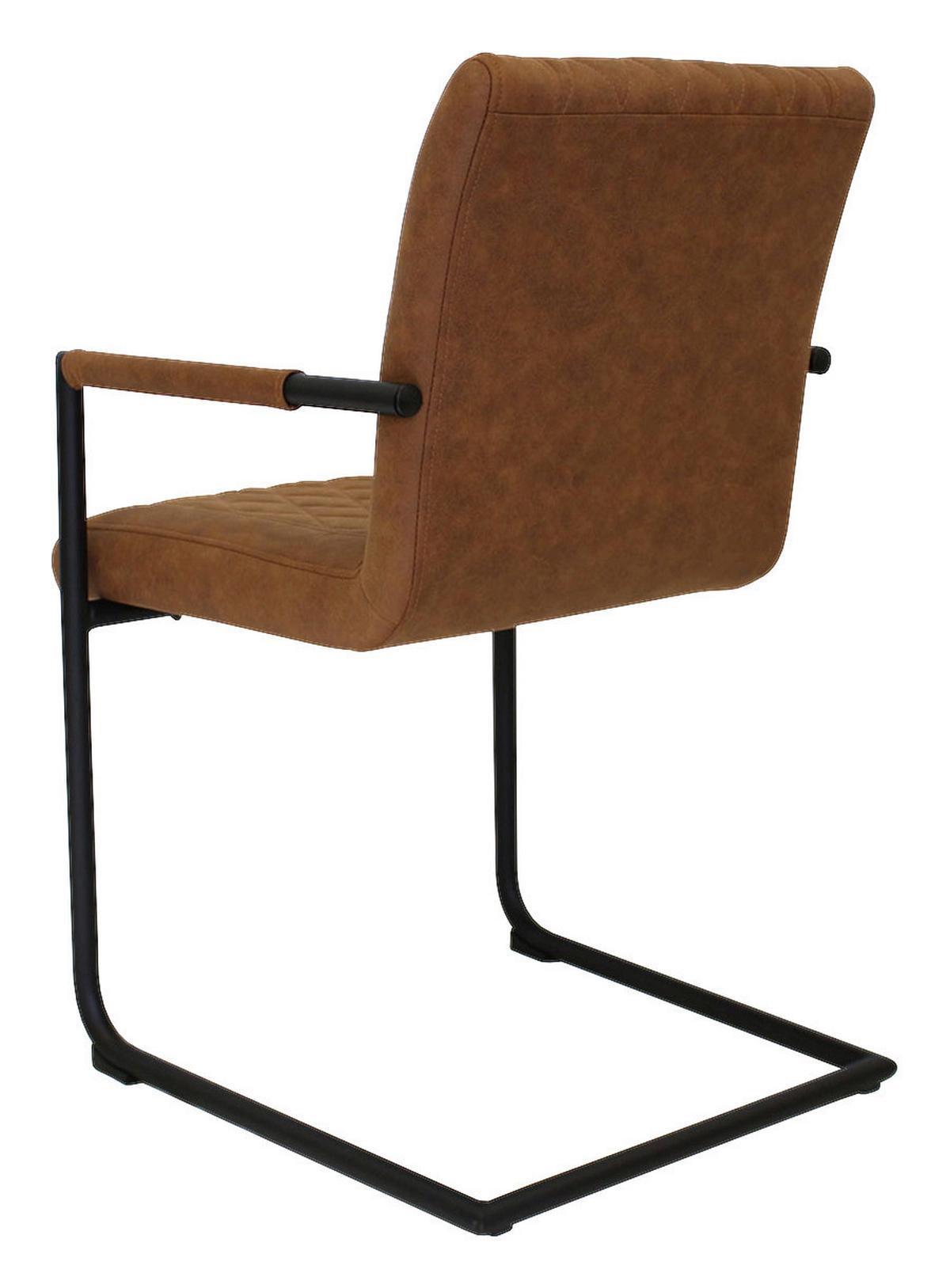 Armlehnstuhl-Set Damian ca. 52x88 cm 2er-Set Cognac - Cognac/Schwarz, LIFESTYLE, Textil/Metall (52cm) - MID.YOU