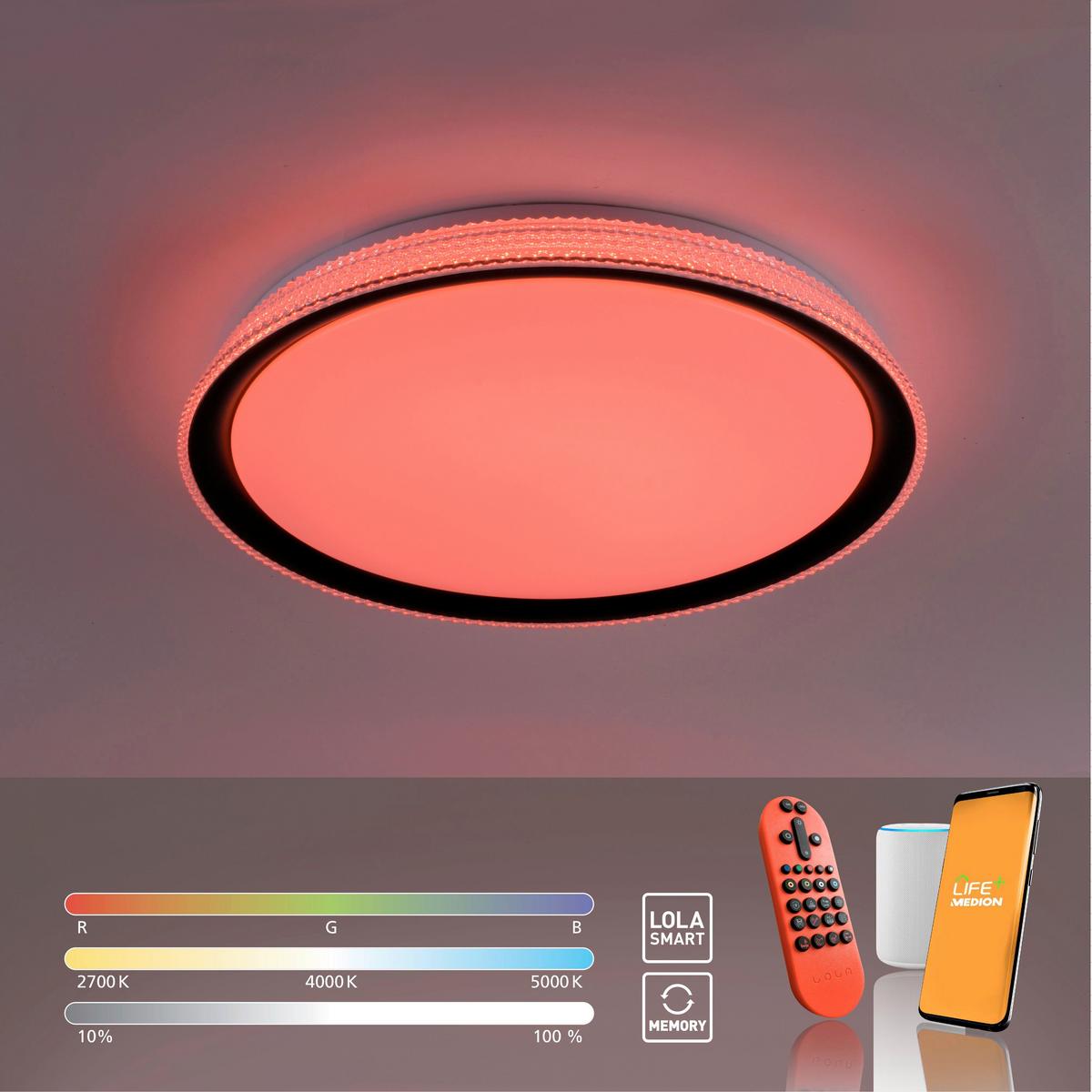 LED-Deckenleuchte Lolasmart Kari max. 40 Watt - Silberfarben/Weiß, Design, Kunststoff/Metall (51/51/9cm)