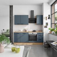 Küchenblock Easytouch High m. Geräten Dunkelblau - Eichefarben/Schwarz, MODERN, Holzwerkstoff/Metall (210cm) - Nobilia